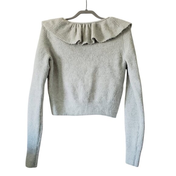 H&M Sage Ruffle Coquette Y2K Crop Romantic Cardigan S - Picture 3 of 7